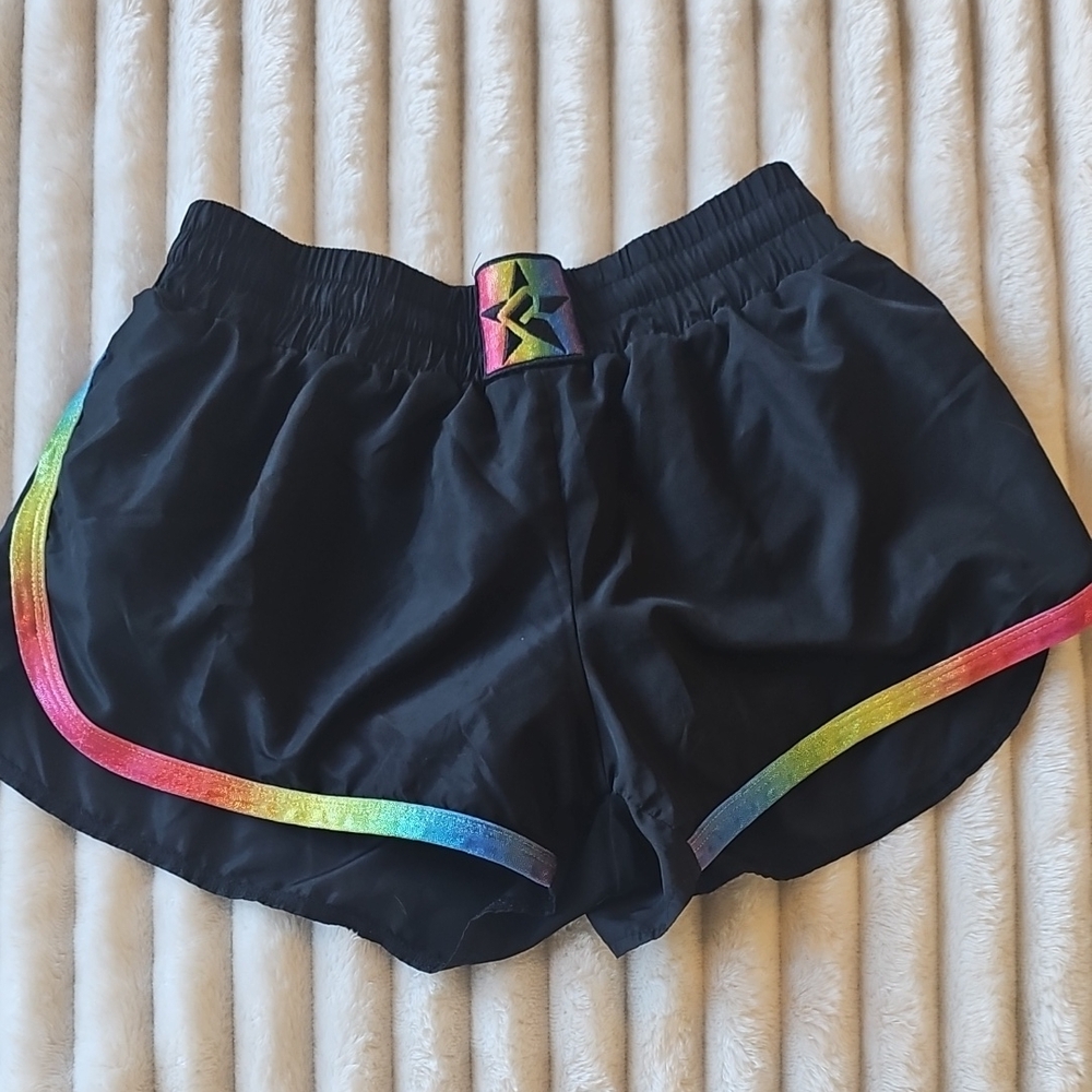 Rebel Black Rainbow Trim Women's Shorts